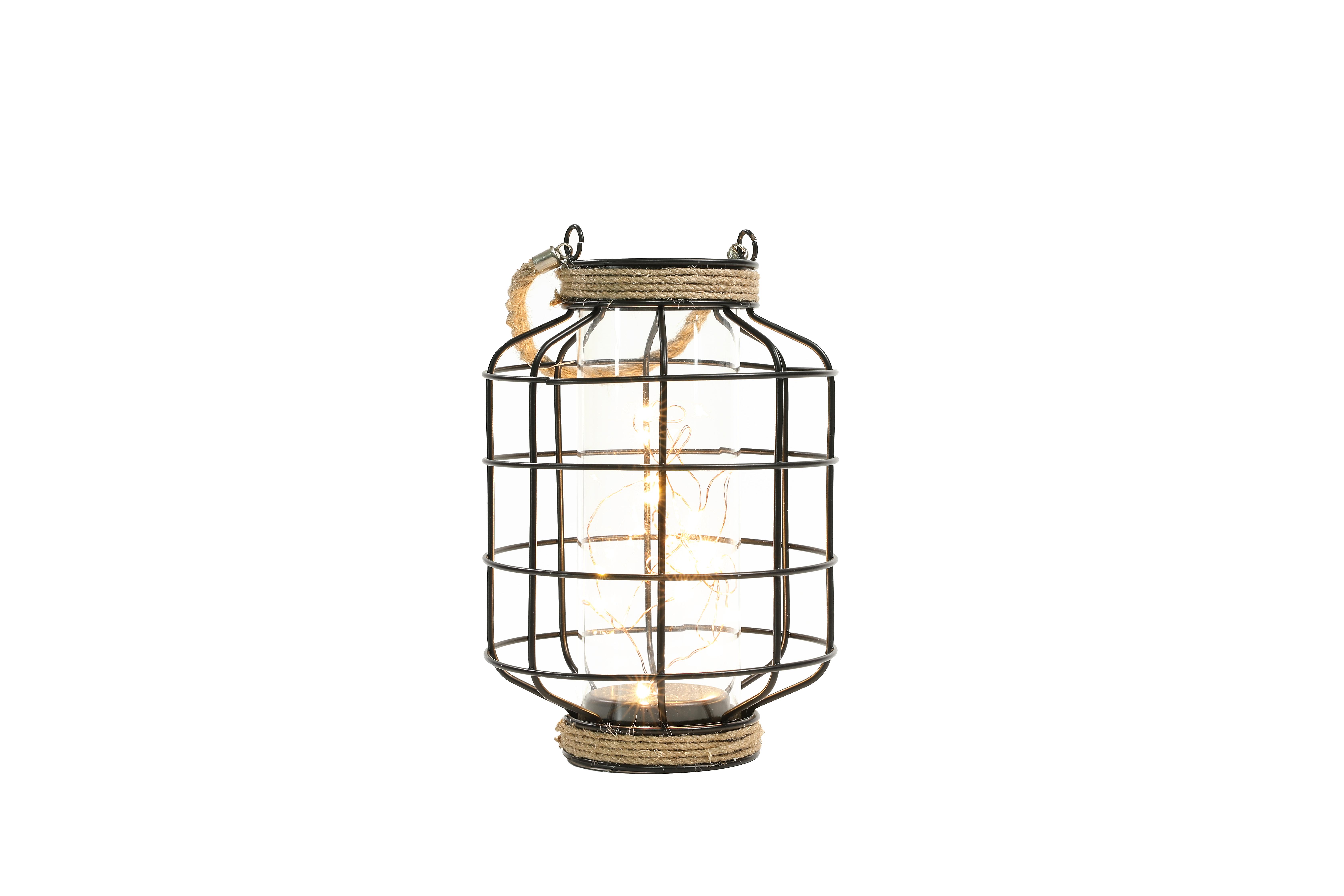 Metal Cage Led Lantern With Fairy Lights