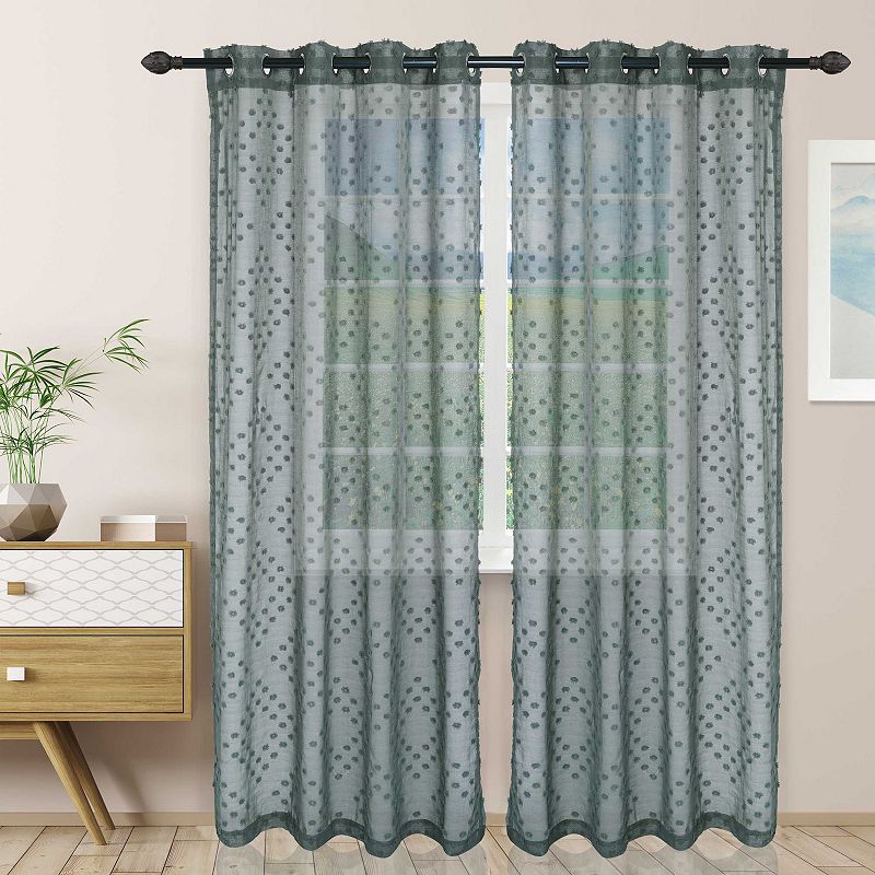 Superior Poppy Sheer Set of 2 Grommet Top Window Curtain Panels