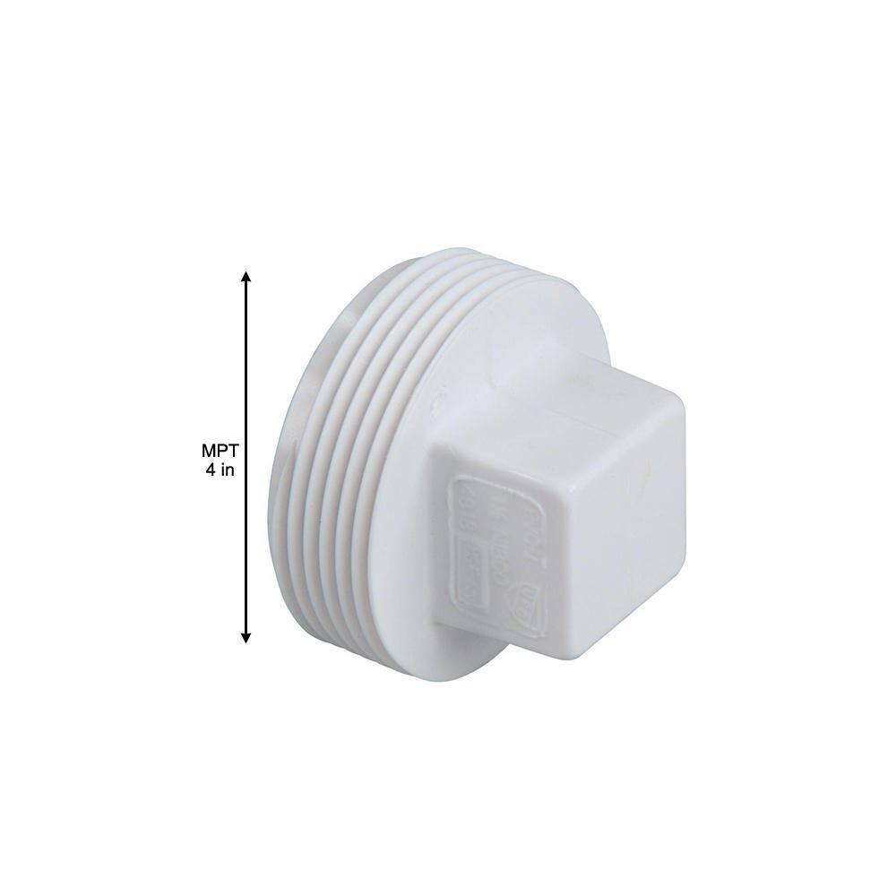 NIBCO 4 in. PVC DWV MIPT Cleanout Plug C4818HD4