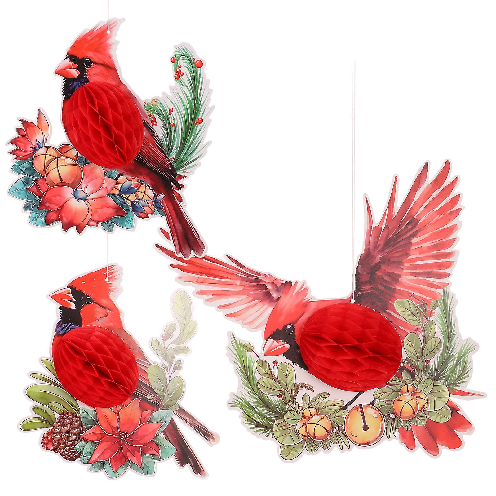 3pcs Hanging Bird Ornaments Honeycomb Bird Pendants Tree Pendant Festival Decoration For Wall Ceiling