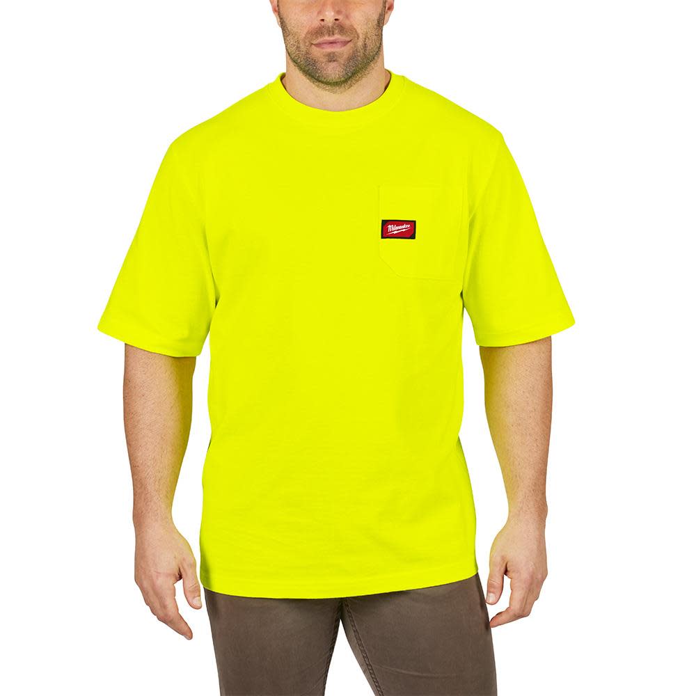 Heavy Duty Hi Vis Yellow Pocket Short Sleeve T-Shirt ; Small