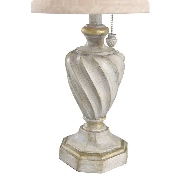 StyleCraft Cameron Antique White Table Lamp - Beige Shade