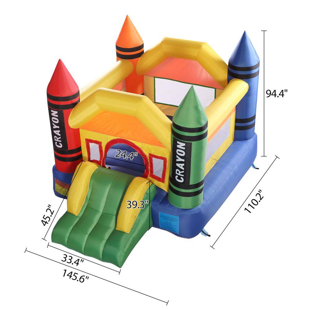 Nyeekoy 12.1 ft. x 9.2 ft. Inflatable Bounce House Kid Jump Castle Bouncer with Slide and Air Blower Fan TH17G0161SE