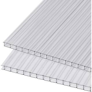 Ejoy 72 in. L x 27.5 in. W x 0.31 in. Corrugated Polycarbonate Plastic Clear Twin Wall Roofing Panel (Set of 4-Piece) TwinWall_TWPSC72x24_8mm_4pc