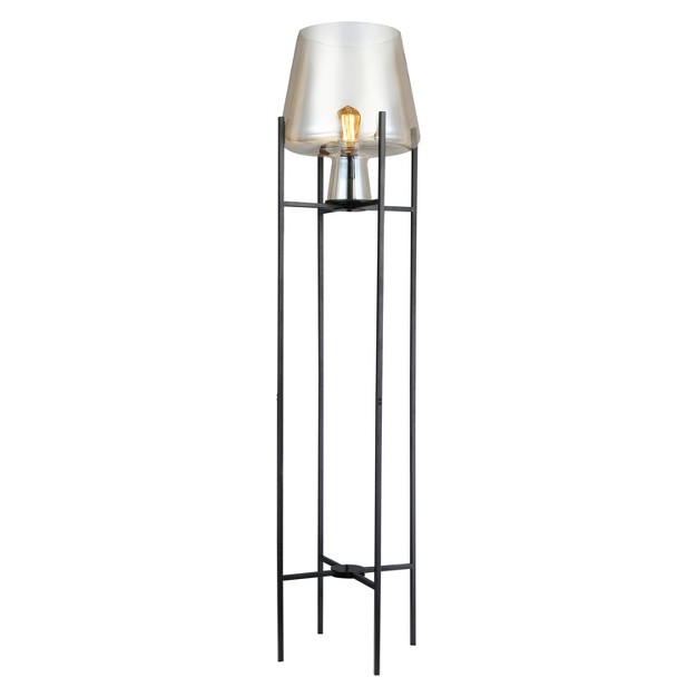 Nadia Black Metal And Champagne Gold Glass Bowl Modern Floor Lamp River Of Goods