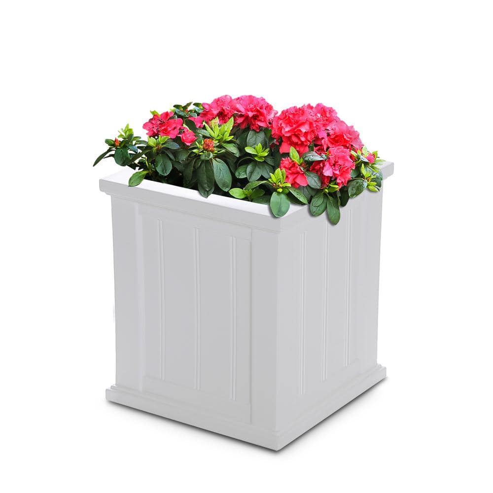 Mayne Cape Cod 16 in. Square Self-Watering White Polyethylene Planter 4837-W