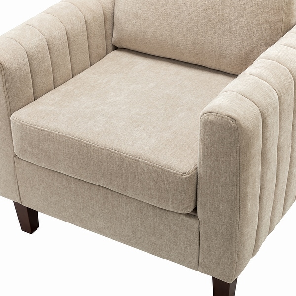 Ganymedes Upholstered Accent Club Chair with Wood Legs by HULALA HOME