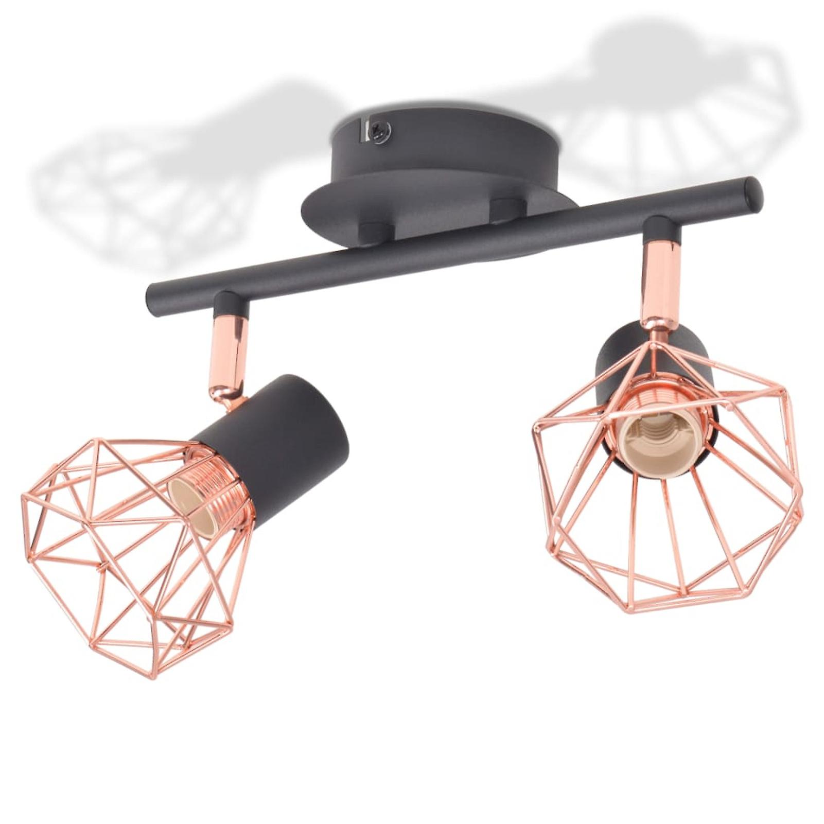 Ceiling Lamp With 2 E14 Spotlights Black And Copper No.337132