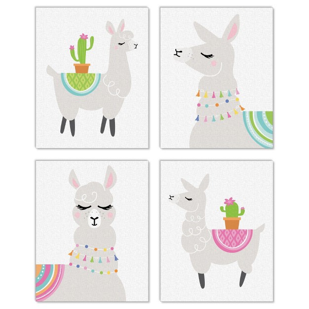 Big Dot Of Happiness Whole Llama Fun Unframed Llama Fiesta Nursery And Kids Room Linen Paper Wall Art Set Of 4 Artisms 8 X 10 Inches