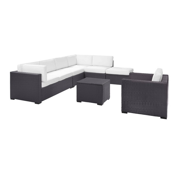 Biscayne 6pc Outdoor Wicker Sectional Set White Crosley