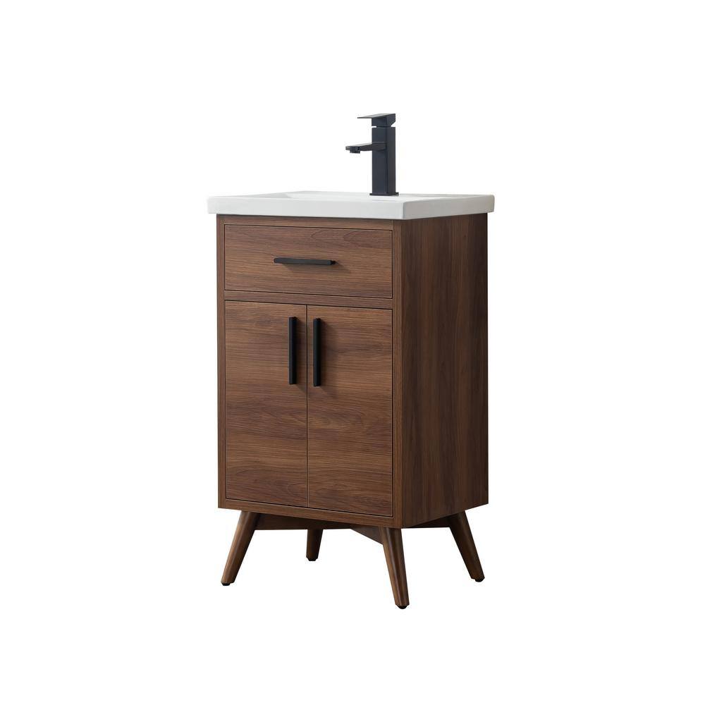 SUDIO Nelson 20.4 in. W x 15.7 in. D x 34 in. H Bath Vanity in Walnut with White Ceramic Top Nelson-20WN