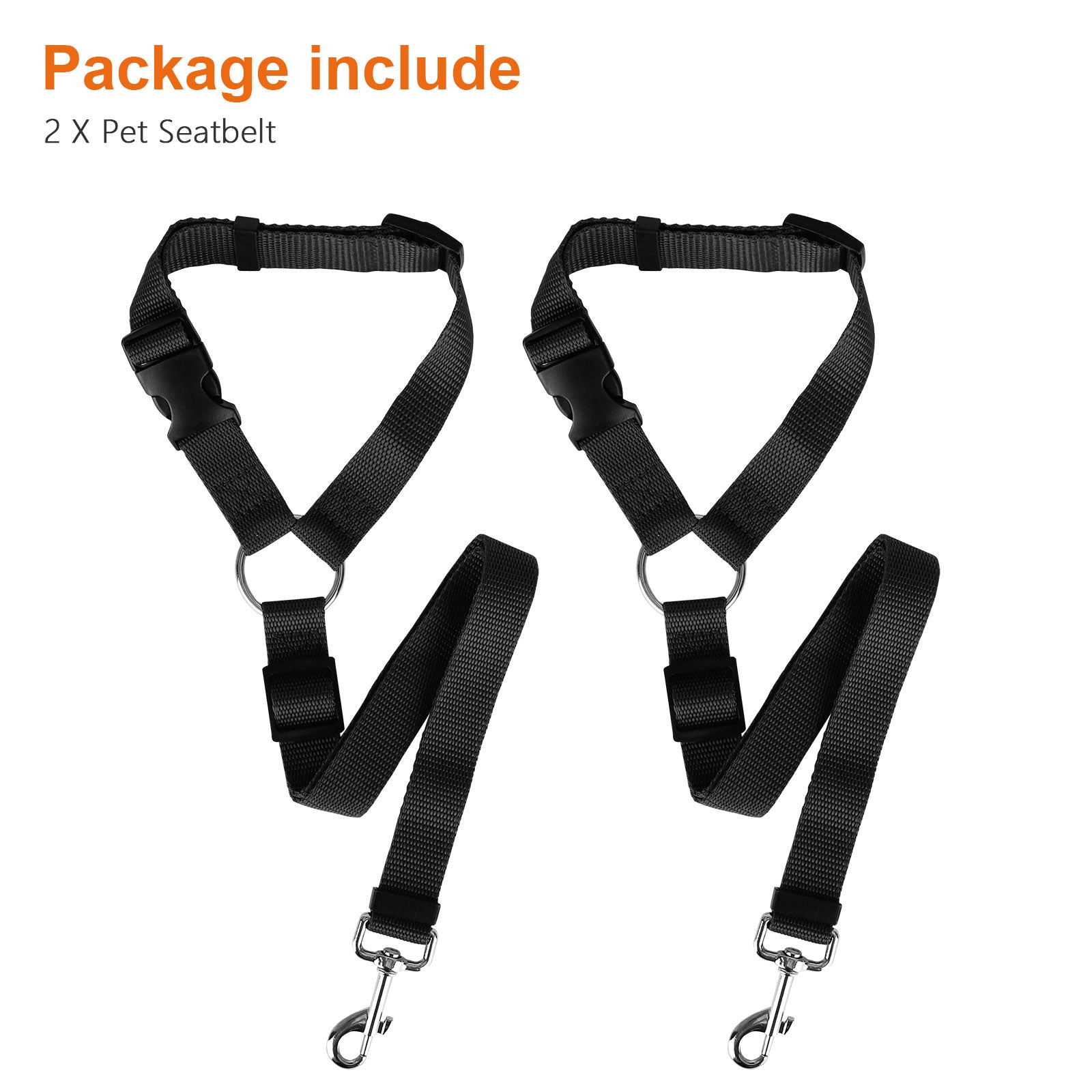 2pcs Adjustable Dog Seat Belt Pet， EEEkit Dog Cat Car Seatbelt Safety Tether Adjustable Harness Belts Pet Leash - Heavy Duty Nylon Seatbelts - Universal Fit Cars Truck SUV