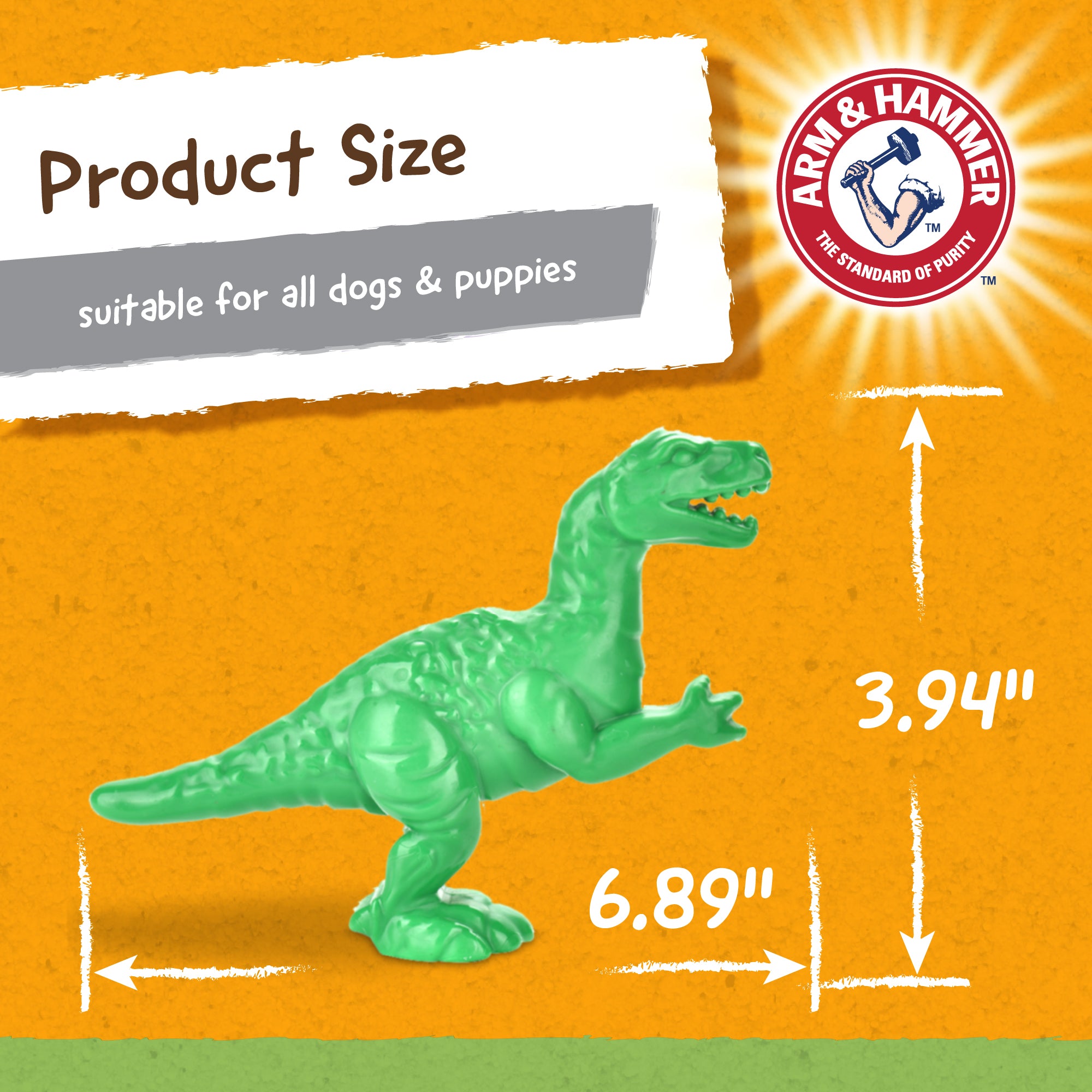 Arm and Hammer Denta-Saurus T-Rex Dental Chew Toy for Dogs in Mint Flavor