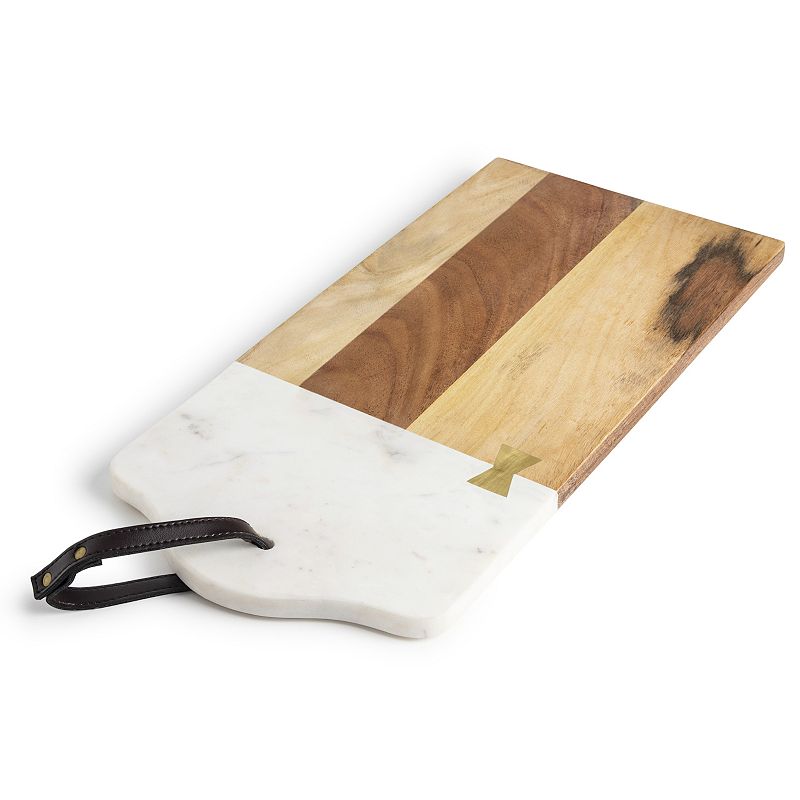 GAURI KOHLI Darvaza White Marble and Wood Cutting Board - Large