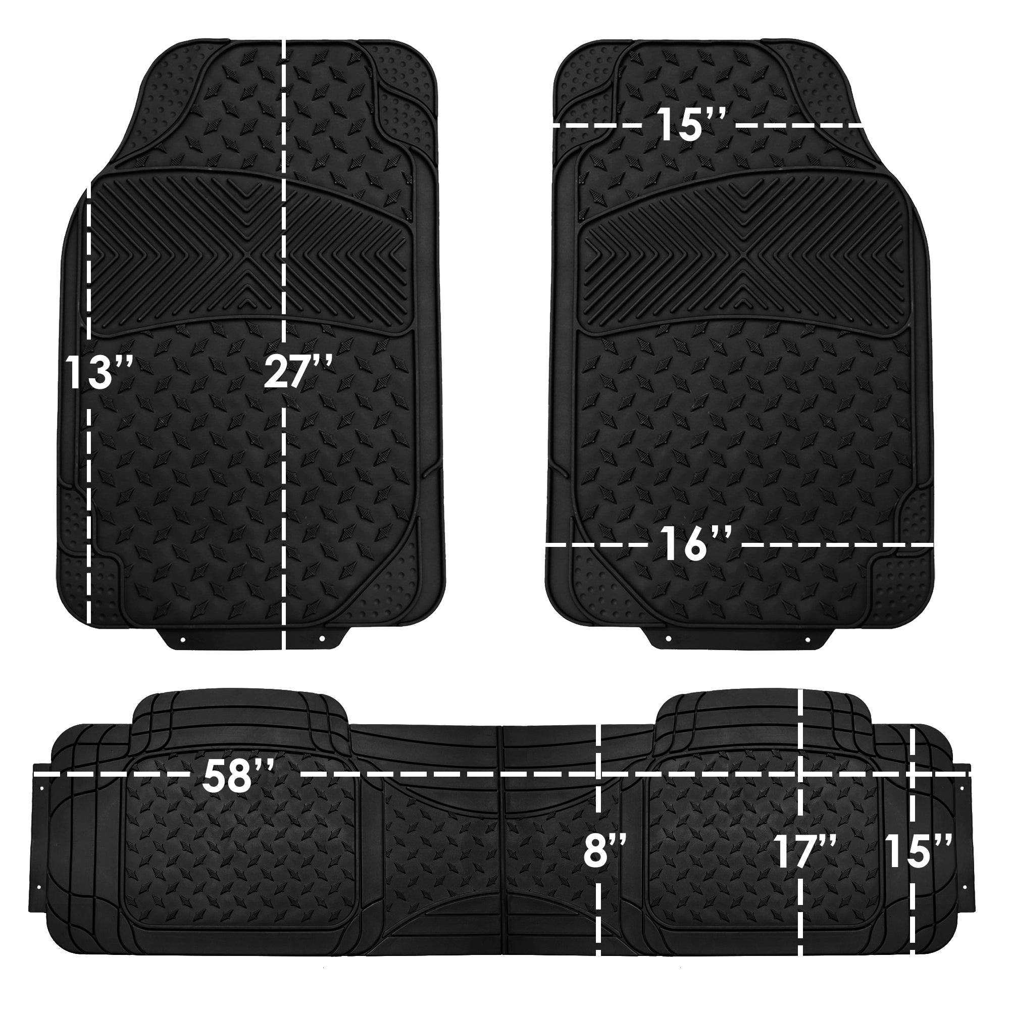 FH Group Universal Waterproof Neoprene Seat Cover Black w/ Black Heavy Duty Floor Mats