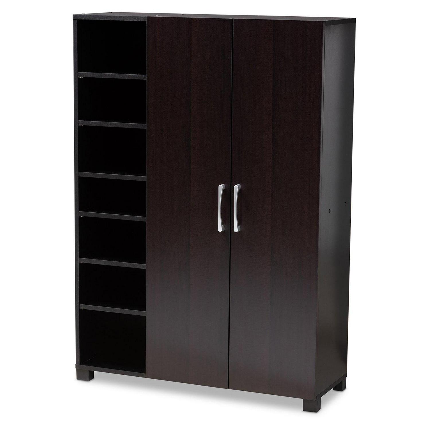 Baxton Studio Marine 2 Door Entryway Shoe Storage Cabinet with Open Shelves  Crowdfused