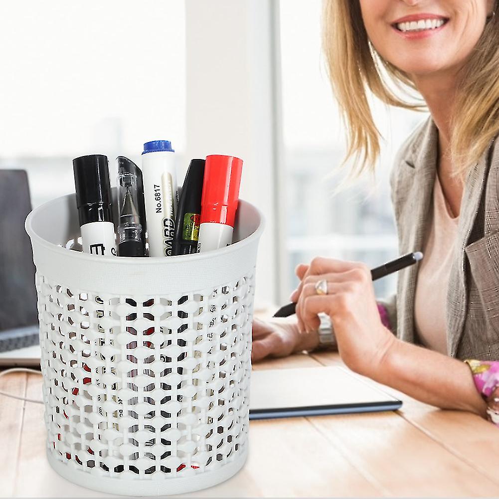 Multifunction Hollow Design Pen Pencil Holder Organizer Basket Desktop Office SuppliesGray