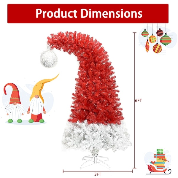 Red Unique Christmas Tree，Bendable Santa Hat Style Christmas Tree