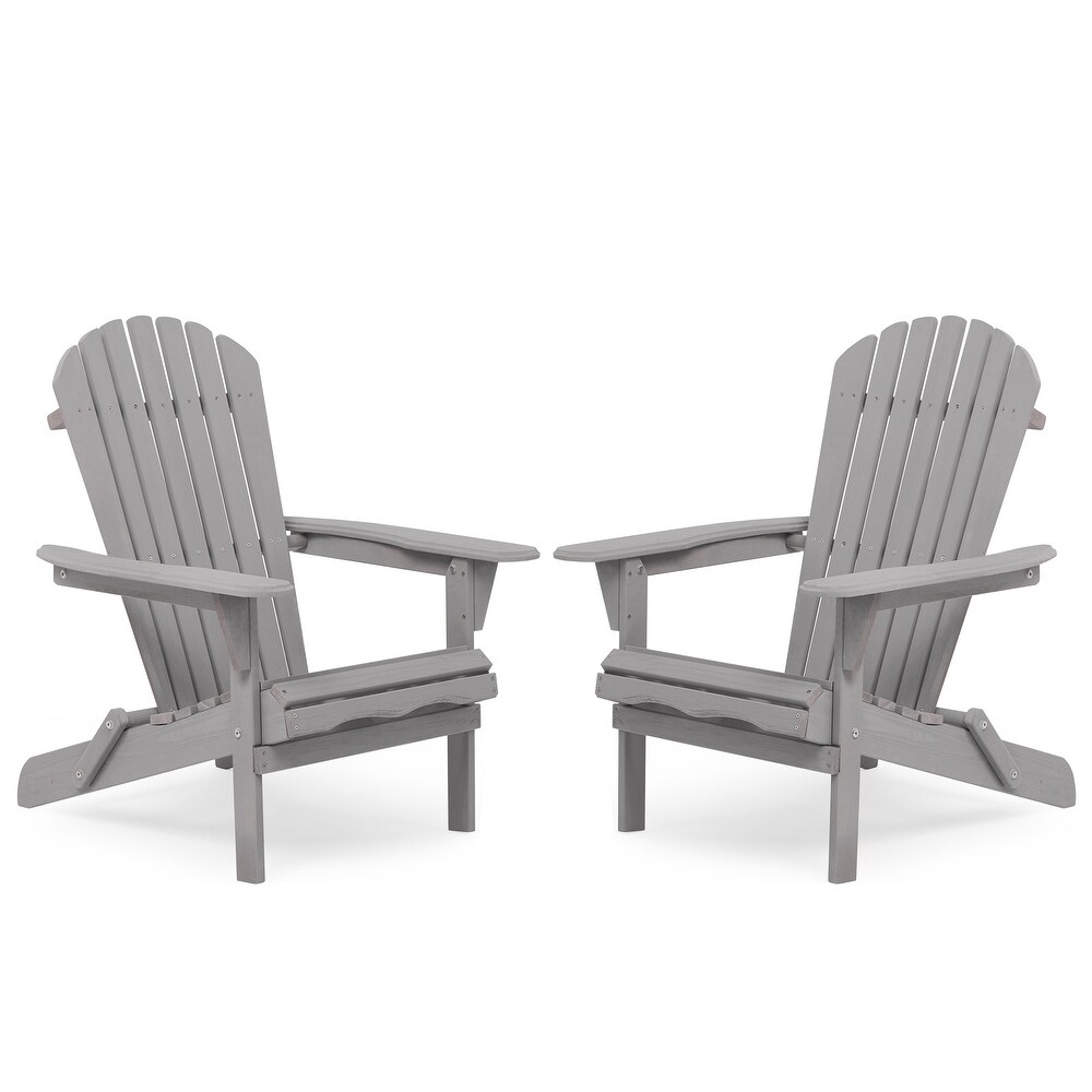 Wood Lounge Patio Folding Adirondack Chair Solid Cedar Wood (Set of 2)