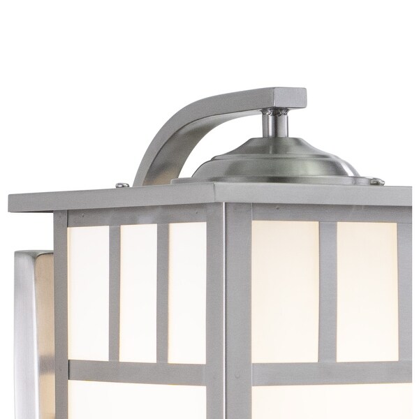 Mission Stainless Steel 1 Light Rectangle Outdoor Wall Lantern White Glass - 7-in W x 9-in H x 9.25-in D Shopping - The Best Deals on Outdoor Wall Lanterns | 26685314