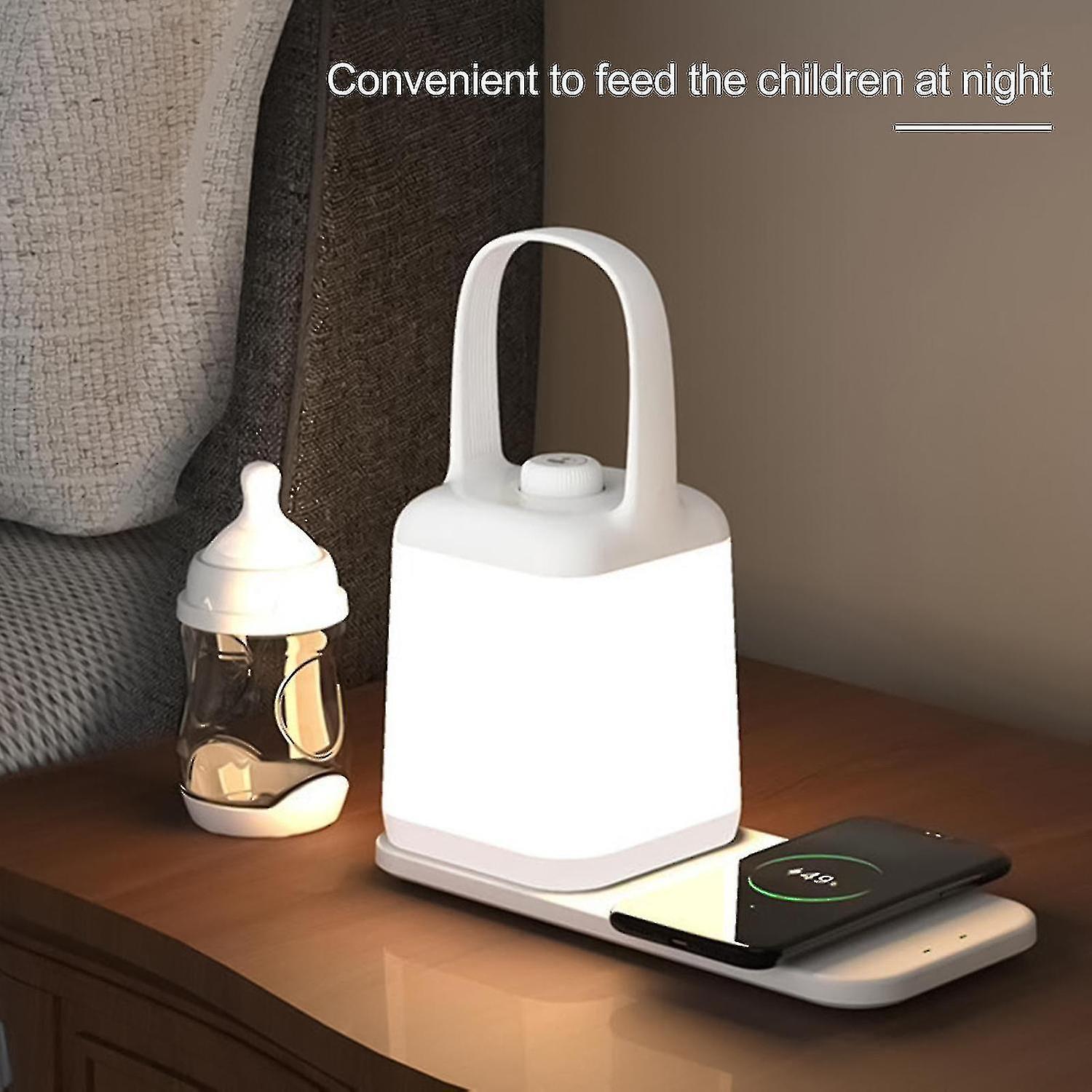 Led Bedside Night Light With Wireless Charging Portable Adjus-table-brightness Nightstand Lamps For