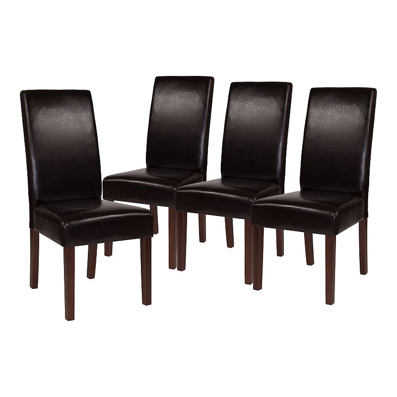 Merrick Lane Ellison Mid-Century Panel Back Parsons Accent Dining Chair - Set of 4