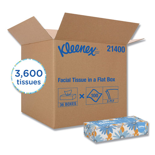 Kimberly-Clark Kleenex White Facial Tissue | 2-Ply， White， Pop-Up Box， 100 Sheets