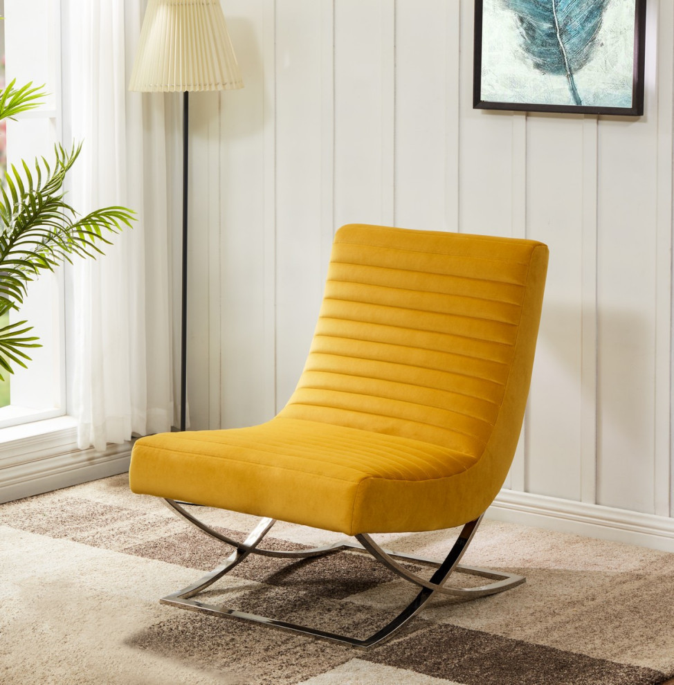 Jules Tufted Velvet Accent Chair  Yellow   Contemporary   Armchairs And Accent Chairs   by Rustic Home Furniture Deco  Houzz