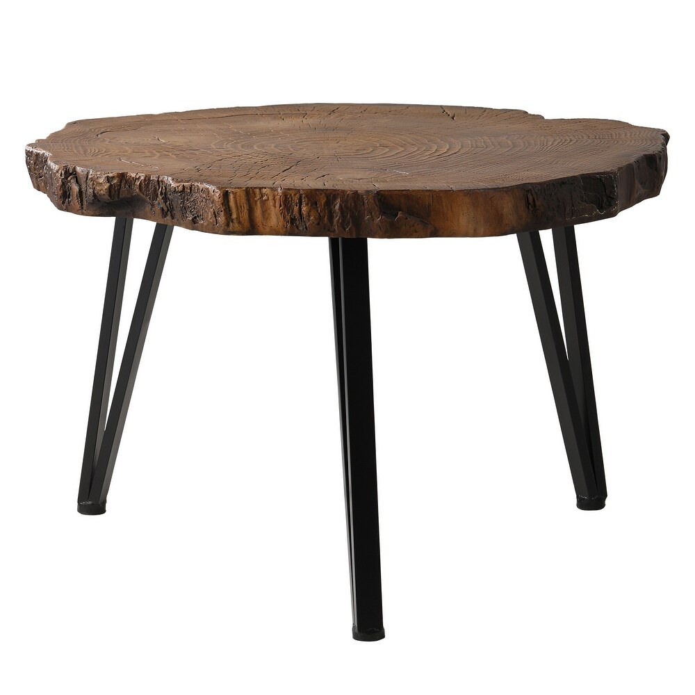 COSIEST Faux Wood Tree Slice Outdoor Coffee Table