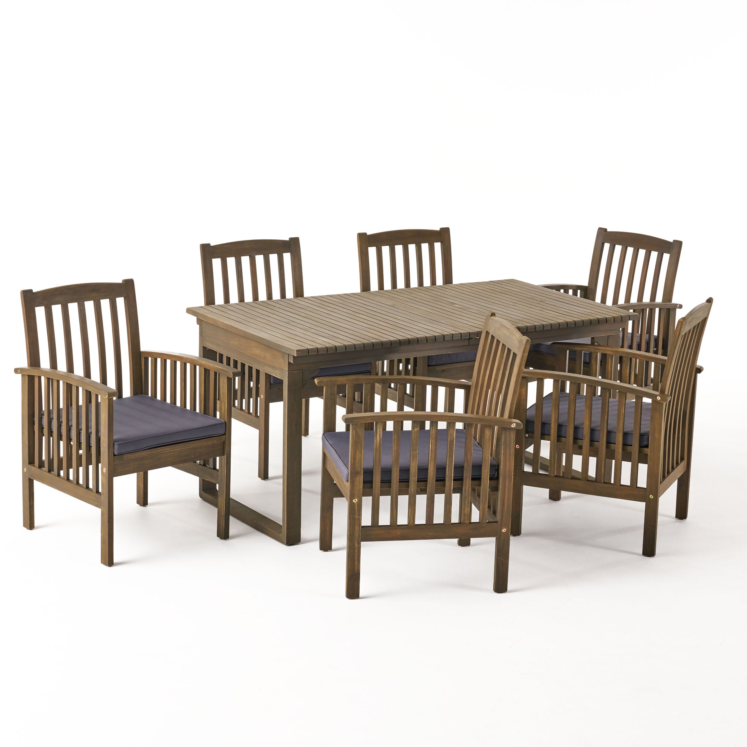 Bowdon Outdoor 6 Seater Expandable Acacia Wood Dining Set