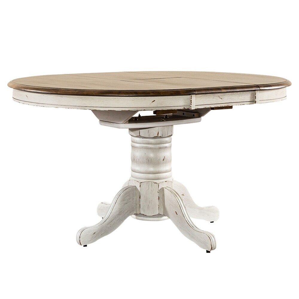 Carolina Crossing Antique Honey White Pedestal Table Set