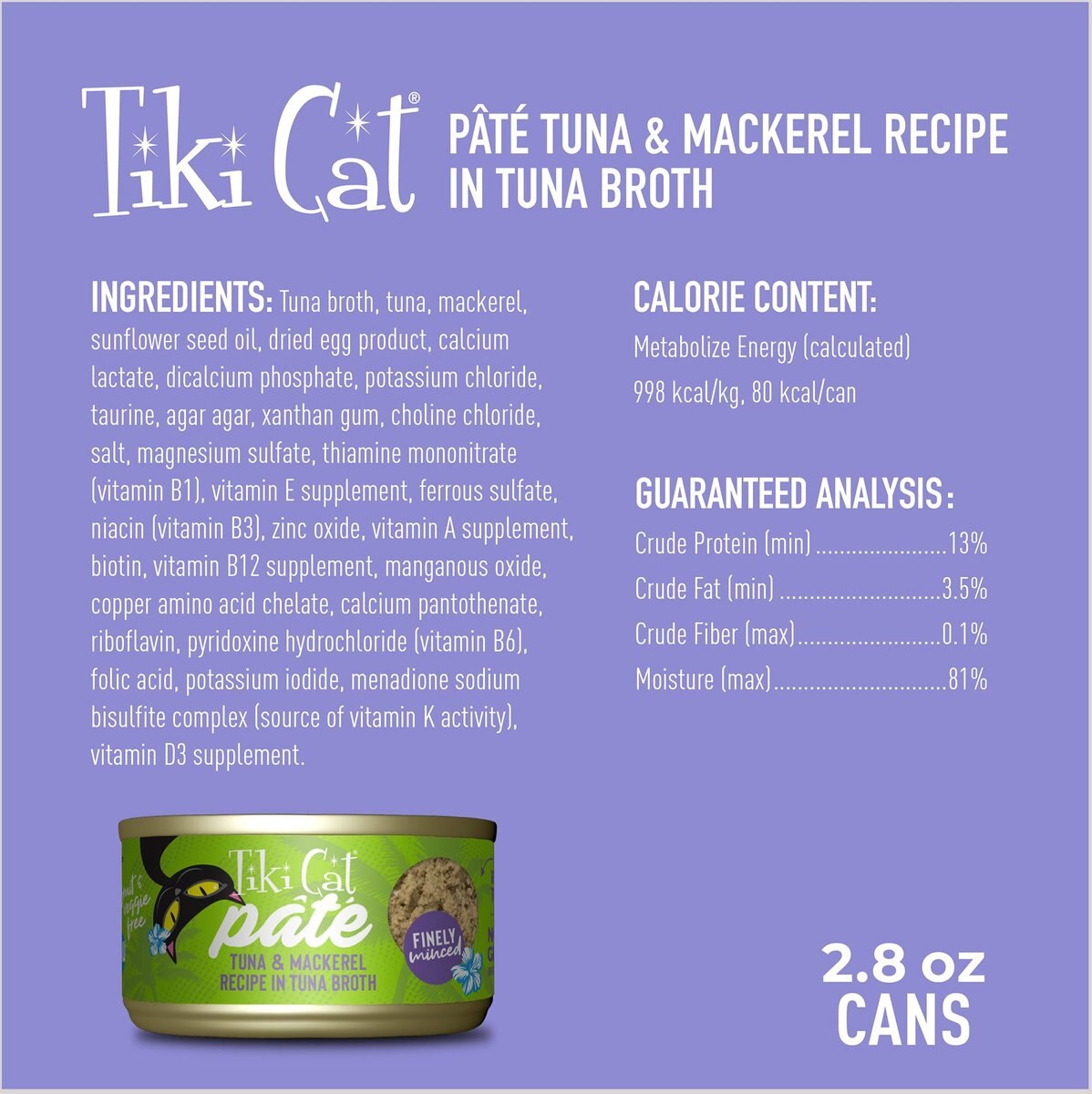 Tiki Cat Luau Ahi Tuna and Mackerel Pate Wet Cat Food