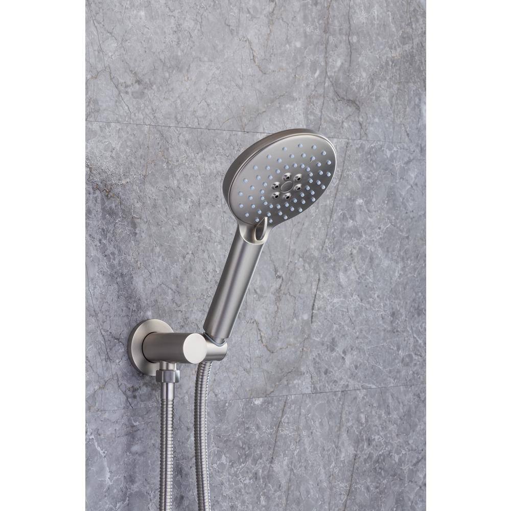 Tahanbath 3-Spray Pattern with 2.5 GPM 10 in. Wall Mount Shower System Set Dual Shower Heads with Handheld Spray in Brushed Nickel W1194-D96202BN-ZQ