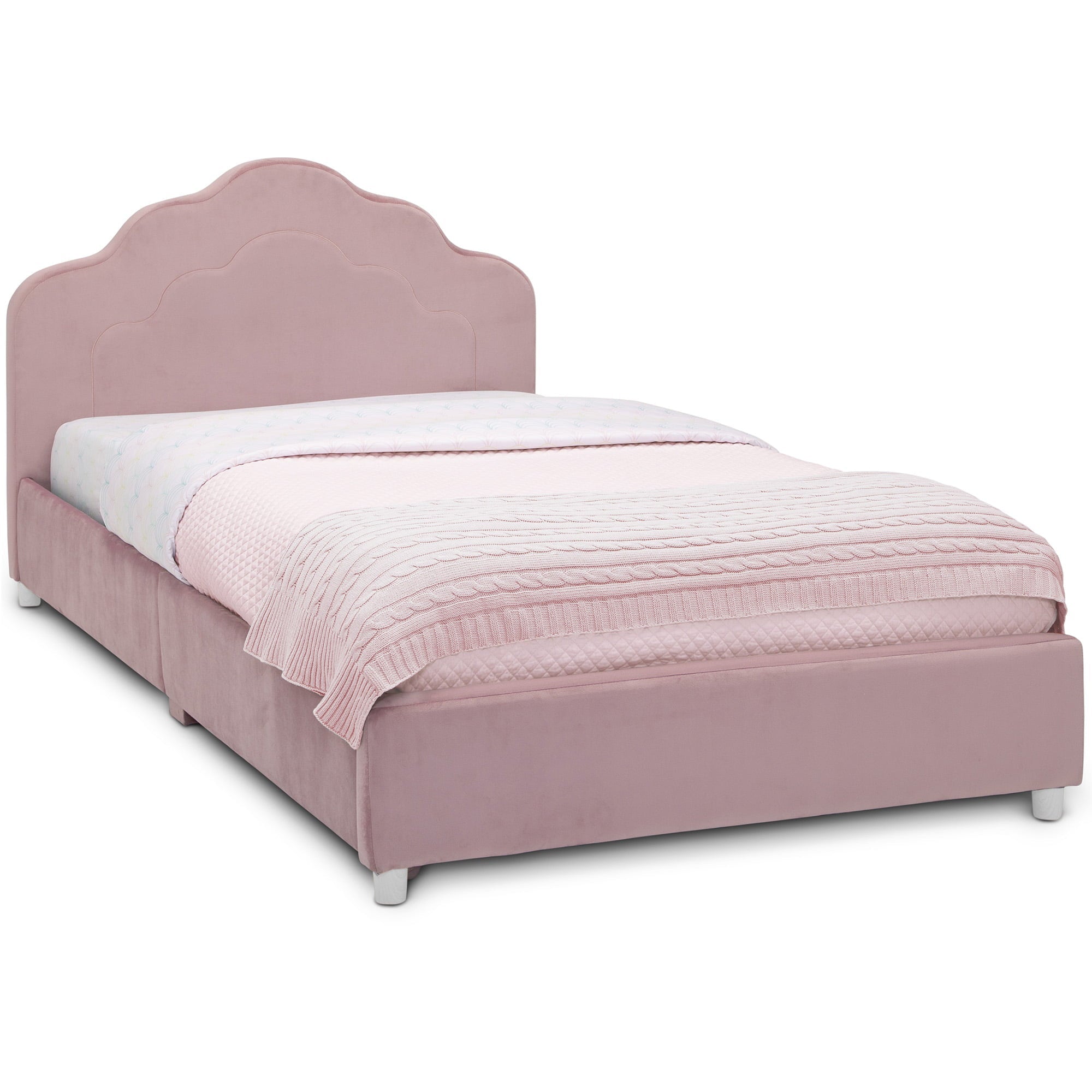 Delta Children Comfort Wood Upholstered Bed, Twin, Rose Pink