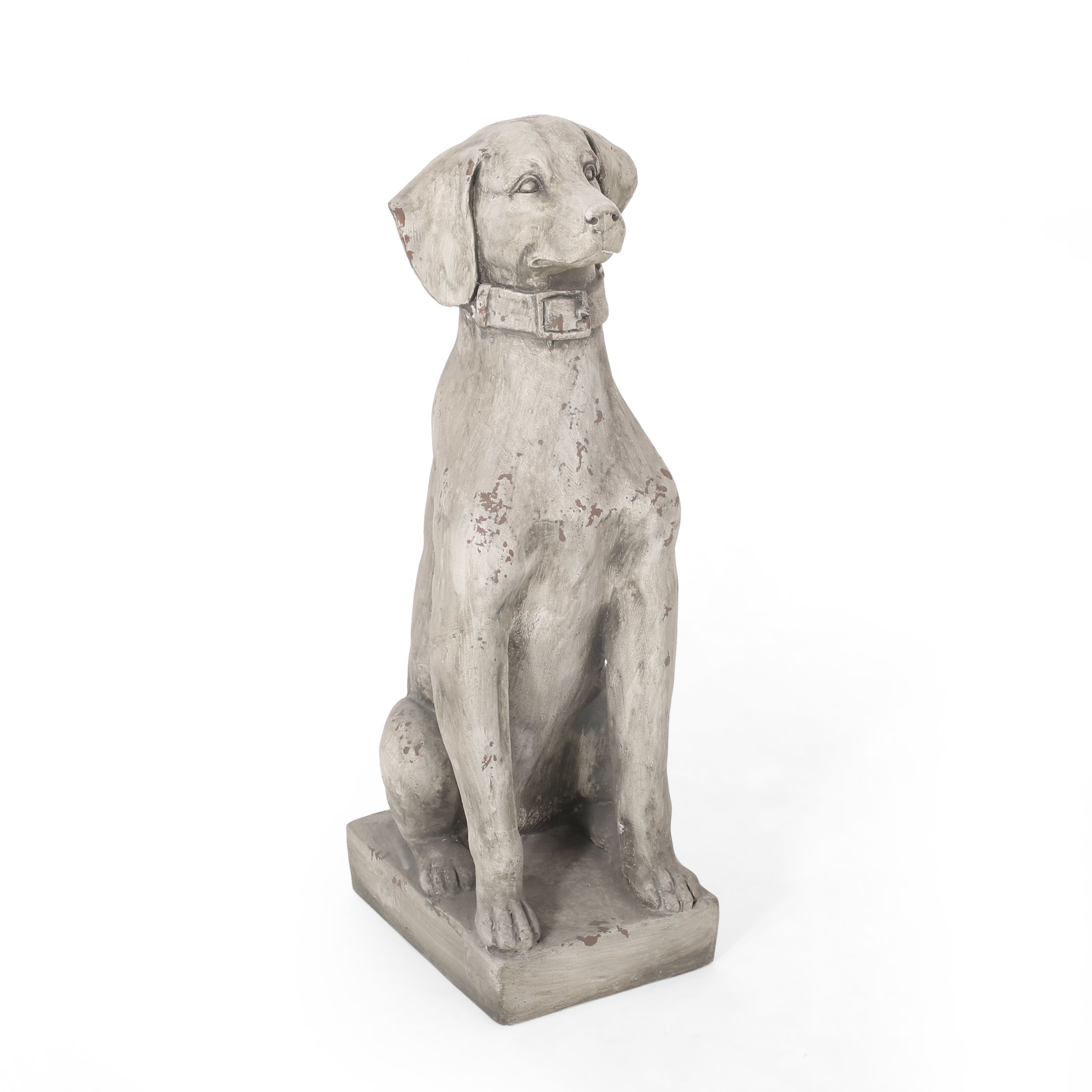 Ashtabula Outdoor Dog Garden Statue, Antique White