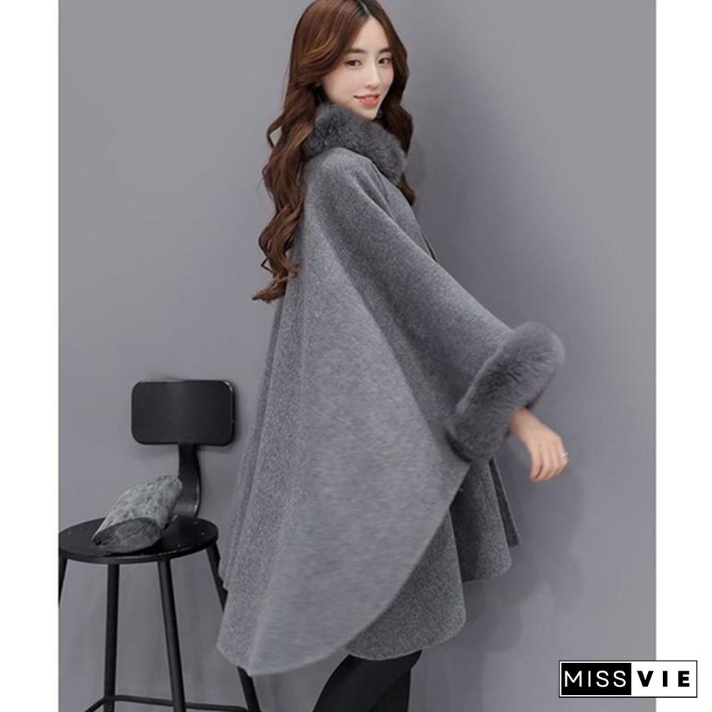 Winter Womens Parka Casual Coat Women Fur Coats Woman Clothes Cloak Shawl Jacket