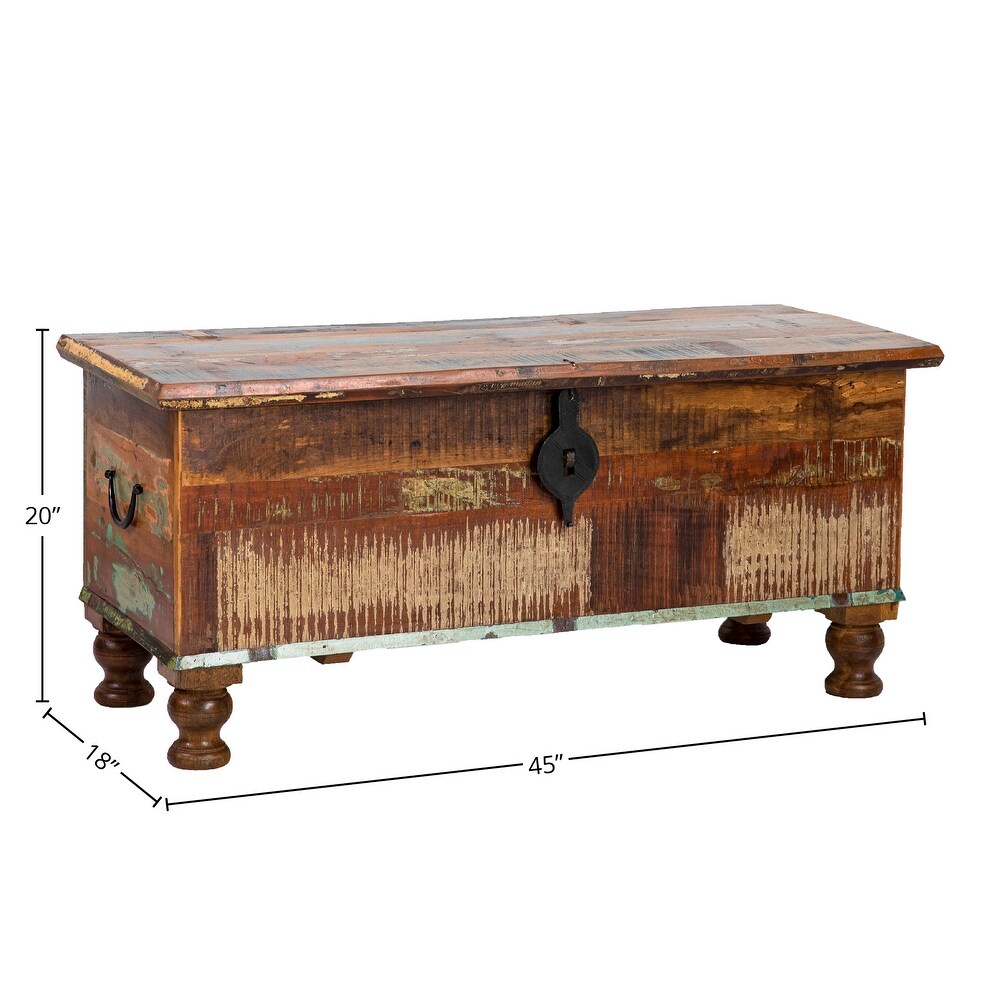 Journee 45 inch Distressed Painted Reclaimed Hardwood Rectangular Storage Trunk