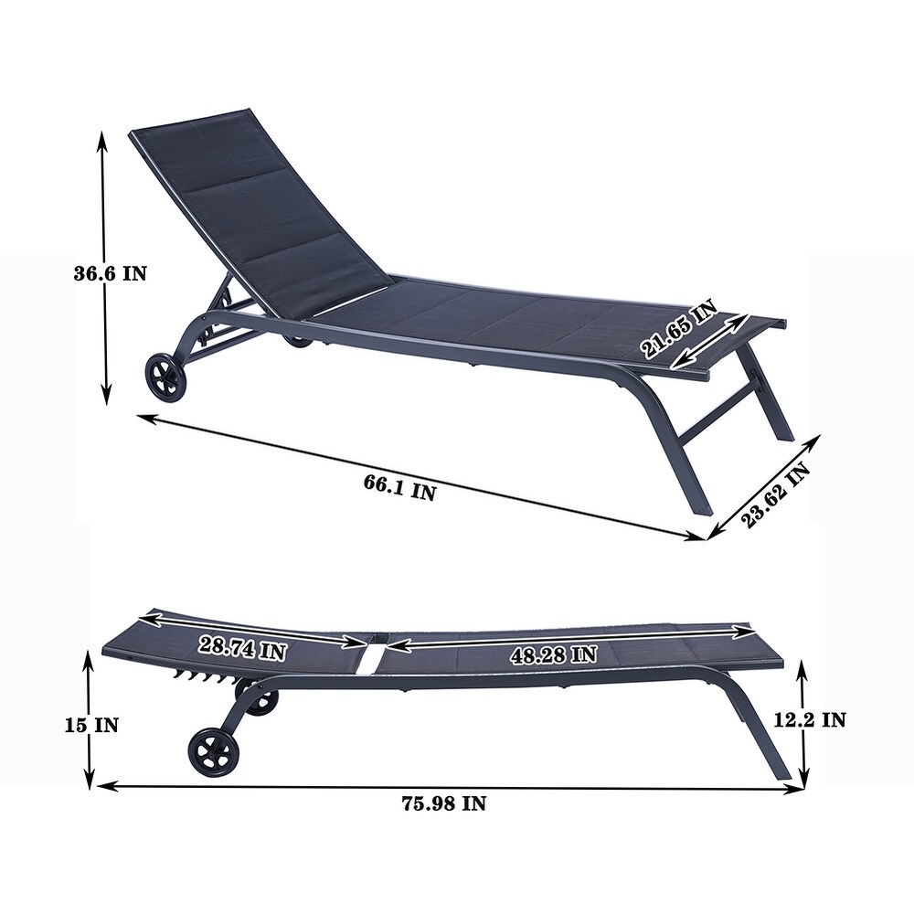 Outdoor Chaise Lounge Chair  Five Position Adjustable Metal Recliner