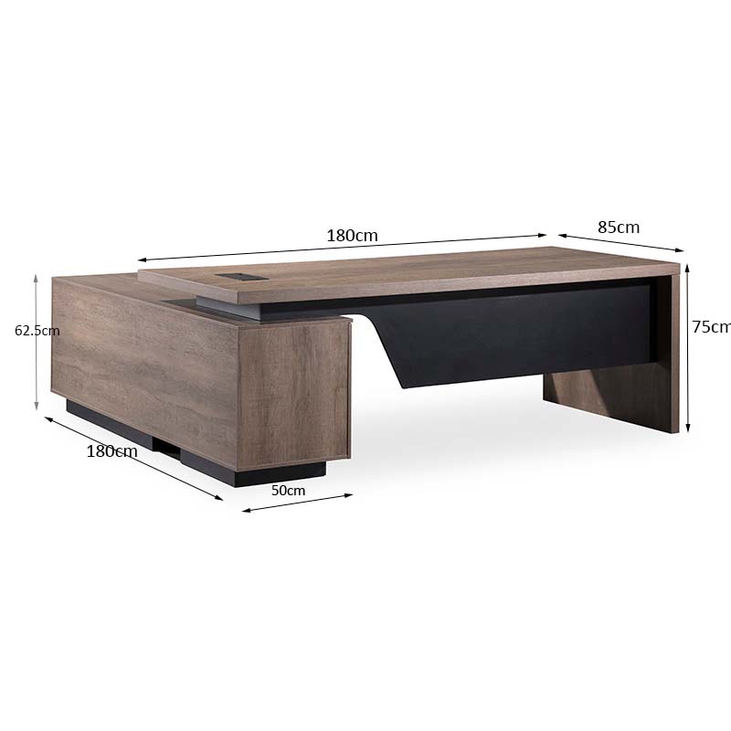 BALDER Executive Desk with Left Return 1.8-2.0M - Warm Oak & Black