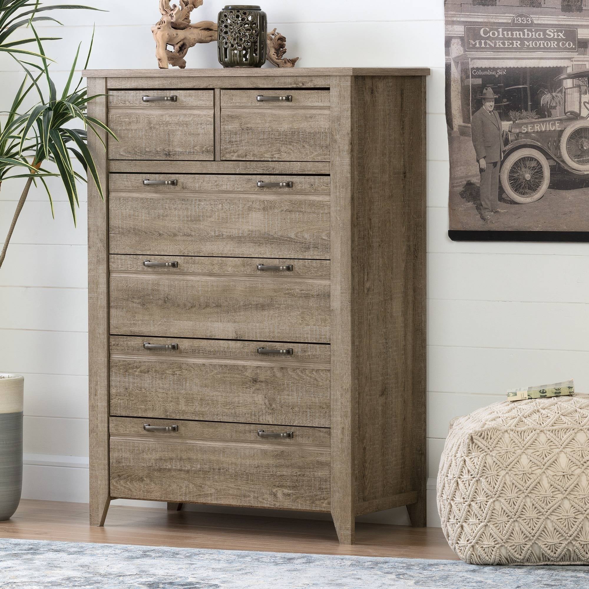 South Shore Lionel 6-Drawer Chest, Weathered Oak