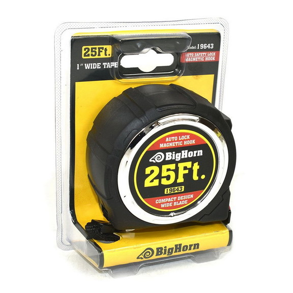 Big Horn 19643 25 ft. Compact Auto Lock Tape Measu...