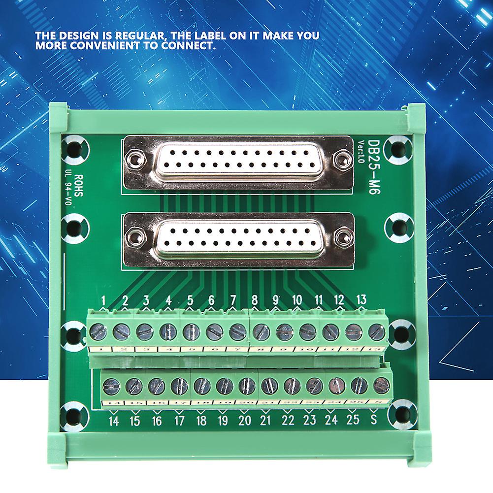 Db25-m6 Double Female Head Din Rail Mount Interface Module Terminal Block Board Connector