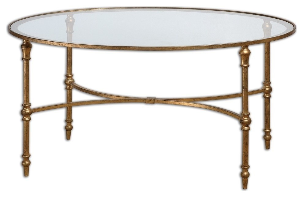 quotAden quotOval Gold Iron Coffee Table   Traditional   Coffee Tables   by My Swanky Home  Houzz