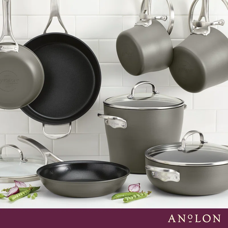 Anolon 81389 Allure Hard Anodized Nonstick Wok/Stir Fry Pan， 12 Inch， Dark Gray