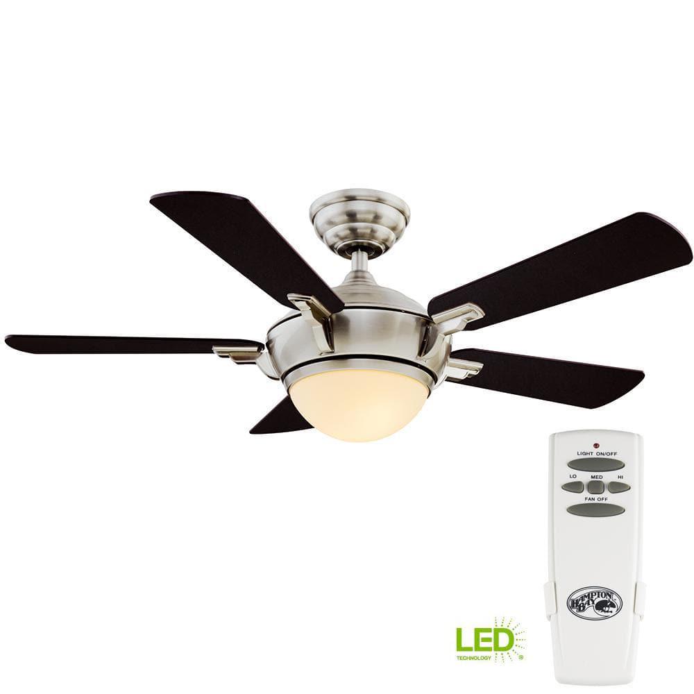 Hampton Bay Midili 44 in Indoor LED Brushed Nickel Dry Rated Ceiling Fan with 5 Reversible Blades Light Kit and Remote Control