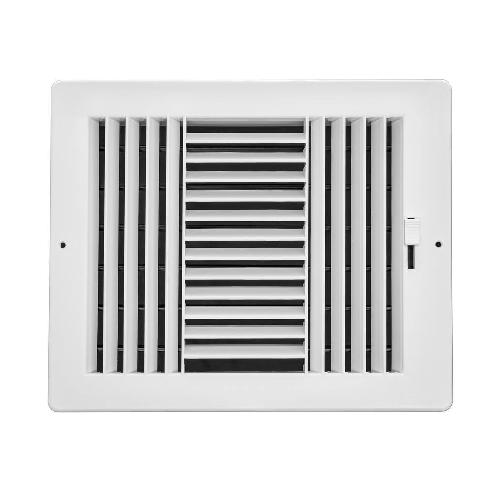 Venti Air 8 in x 4 in White Plastic 3 Way Supply Register for Duct Opening 8 in W x 4 in H HPS0804