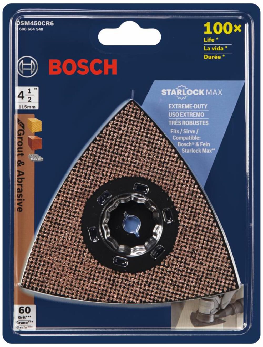 Bosch StarlockMax Oscillating Multi-Tool Carbide 60 Grit Delta Sanding Pad OSM450CR6 from Bosch