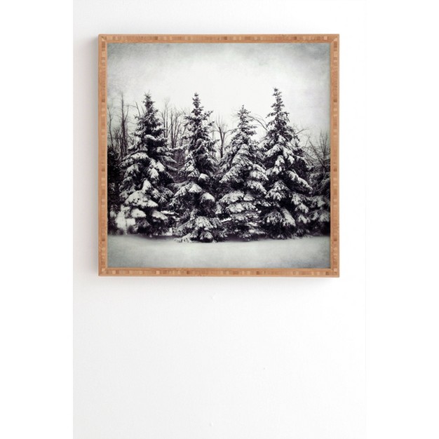 Chelsea Victoria Snow And Pines Bamboo Framed Wall Art Deny Designs