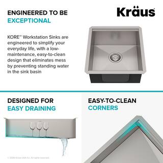 KRAUS Kore Workstation 16 Gauge Stainless Steel 17 in. Undermount Bar Sink KWU111-17