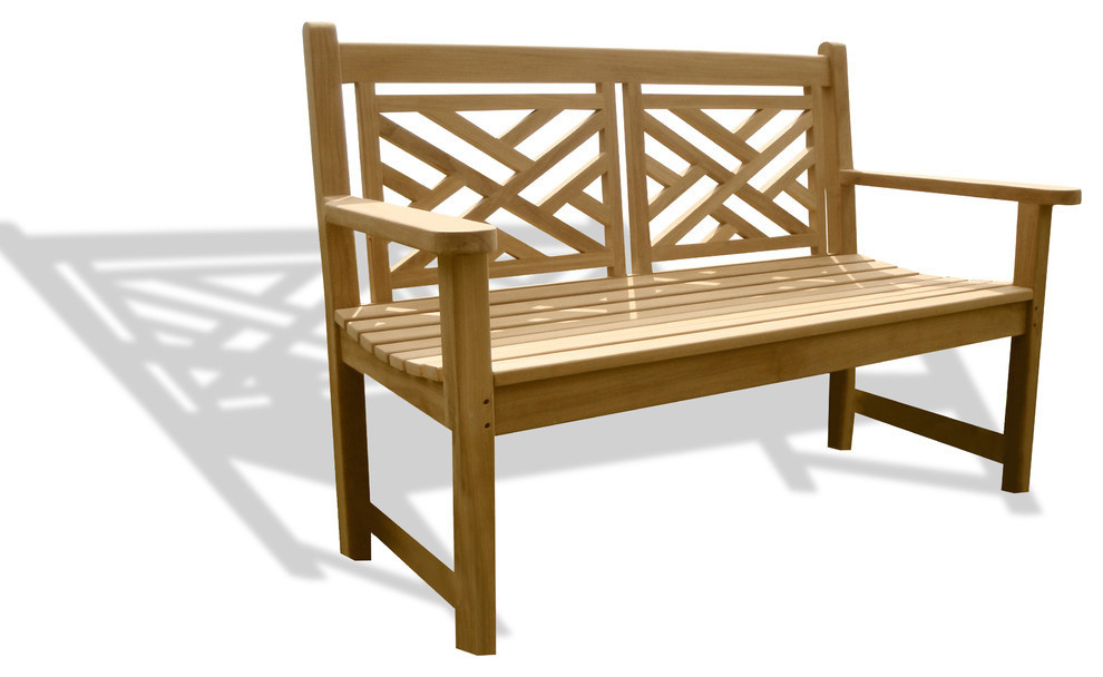 Grade A Teak  British Classic Chippendale 3 Piece Outdoor Garden Patio Set   Craftsman   Outdoor Benches   by Windsor Teak Furniture  Houzz